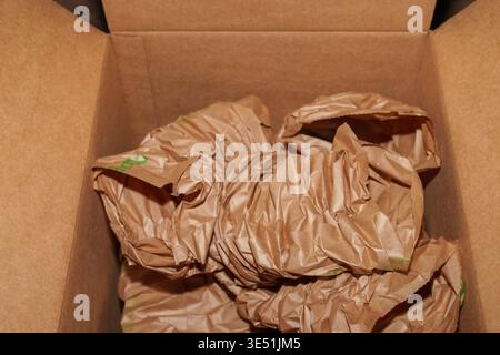 Packaging Materials in Box for Transporting Goods Stock Photo