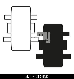 Industrial part set. Mechanical Vector figure. Technical detail icon. Gear element variety. Manual vector only. No autotrace used. EPS 10. Stock Vector