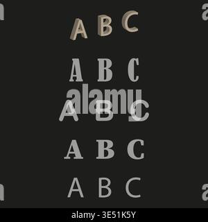 Alphabet letter set. Font variety Vector. ABC text symbol. Typography style collection. Manual vector only. No autotrace used. EPS 10. Stock Vector