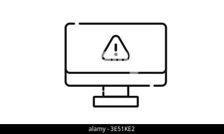 Desktop computer icon with warning triangle symbol on screen Stock Vector