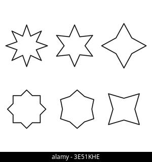Star outline set. Shape symbol Vector. Geometric figure icon. Starburst border design. Manual vector only. No autotrace used. EPS 10. Stock Vector