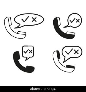 Call choice set. Phone option Vector. Feedback support symbol. Answer selection. Manual vector only. No autotrace used. EPS 10. Stock Vector