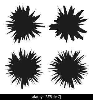 Burst set silhouette. Radial Vector shape. Blast sharp element. Energy splash object. Manual vector only. No autotrace used. EPS 10. Stock Vector