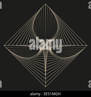 Geometric rhombus Vector. Abstract line pattern. Minimalist diamond shape. Symmetrical art style. Manual vector only. No autotrace used. EPS 10. Stock Vector
