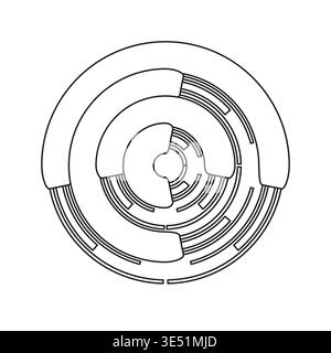 Circular HUD element. Interface Vector ring. Digital dashboard icon. Tech circle layout. Manual vector only. No autotrace used. EPS 10. Stock Vector