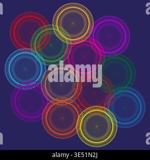Spiral set Vector. Colorful vortex pattern. Abstract circle symbol. Bright background. Manual vector only. No autotrace used. EPS 10. Stock Vector