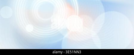 Gradient tech grey background with abstract pattern, spheres, halftones and circle lines. Vector futuristic graphic design with glowing digital geometric shapes and dynamic wave effect. Stock Vector