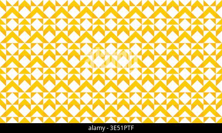 Bauhaus seamless geometric vector pattern featuring a mosaic of yellow, gold, and white triangles and arrows. This modern abstract backdrop is designe Stock Vector