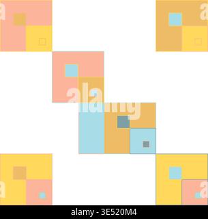 Nested Squares Geometric Pattern in Warm Teal and Peach Stock Vector