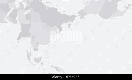 Customizable Asia-Pacific Strip Wireframe Map - Conic Equidistant Stock Vector