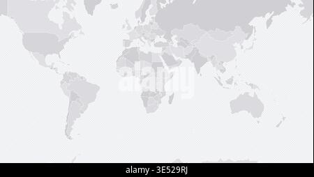Customizable Wireframe World Map Atlantic-Centered - Mercator Stock Vector