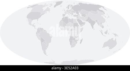 Customizable Wireframe World Map Standard - Mollweide Projection Stock Vector