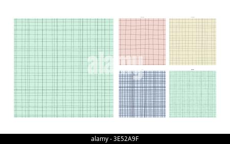 Studio Sketch Hand Drawn Grid Arrangement on Mint Paper - Sketched Imperfect Line Grid for Digital and Physical Surface Application with Slowly Stock Vector
