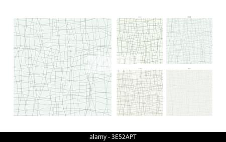 Gossamer Gauze Woven Hand Drawn Grid Texture Drape Variation - Freehand Stroke Grid Forming Seamless Repeat for Surface Pattern Design with Visible Stock Vector