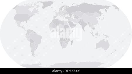 Customizable Wireframe World Map Atlantic-Centered - Natural Earth Stock Vector