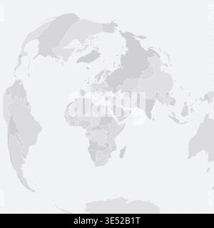 Customizable Wireframe World Map from Cairo - Azimuthal Equidistant Stock Vector