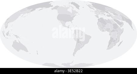 Customizable Wireframe World Map Americas-Centered - Hammer Projection Stock Vector
