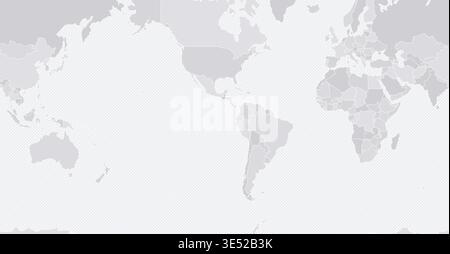Customizable Wireframe World Map Americas-Centered - Mercator Stock Vector