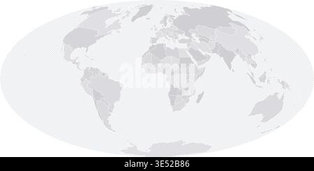 Customizable Wireframe World Map Standard - Hammer Projection Stock Vector
