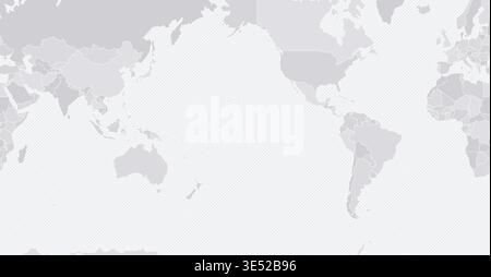 Customizable Wireframe World Map Pacific-Centered - Mercator Stock Vector