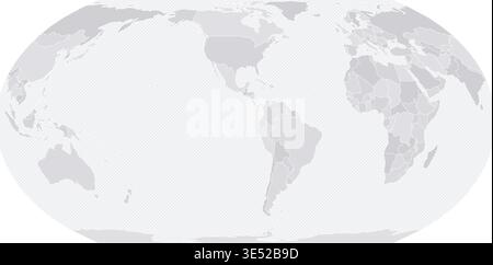 Customizable Wireframe World Map Americas-Centered - Equal Earth Stock Vector