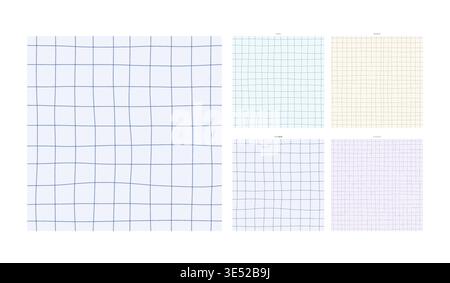 Luminous Hand Drawn Grid Texture in Cobalt Aurora Palette - Tileable Surface Pattern with Genuine Handdrawn Character and Detail Presenting Stock Vector