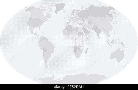 Customizable Wireframe World Map Standard - Winkel Tripel Projection Stock Vector