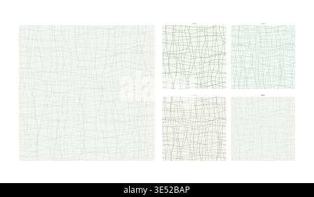 Gossamer Gauze Woven Hand Drawn Grid Material Bolt Variation - Ceiling Repeating Motif for Wrapping Paper Notebook and Textile Use Displaying Stock Vector