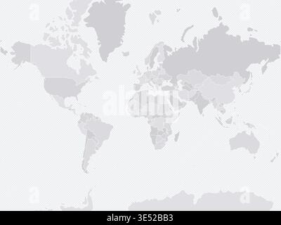 Customizable Wireframe World Map (Default) - Mercator Projection Stock Vector