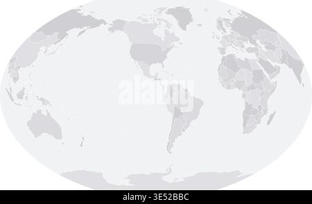 Customizable Wireframe World Map Americas-Centered - Winkel Tripel Stock Vector