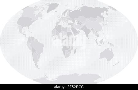 Customizable Wireframe World Map Atlantic-Centered - Winkel Tripel Stock Vector