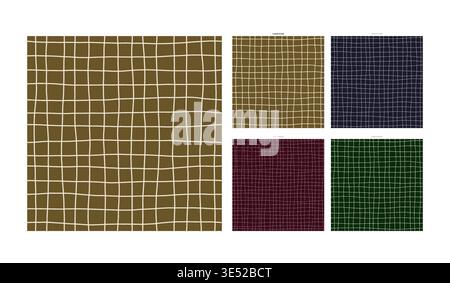 Luxury Silk Weave Hand Drawn Grid Texture Champagne Palette - Imperfect Grid Backdrop Suitable for Textile Design and Paper Products Featuring Stock Vector