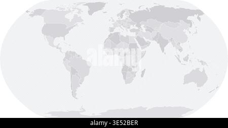 Customizable Wireframe World Map Standard - Natural Earth Projection Stock Vector