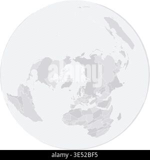 Customizable World Map from North Pole (UN) - Azimuthal Equal-Area Stock Vector