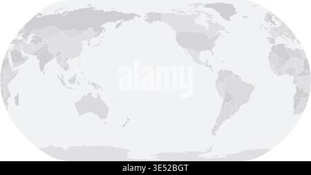 Customizable Wireframe World Map Pacific-Centered - Natural Earth Stock Vector