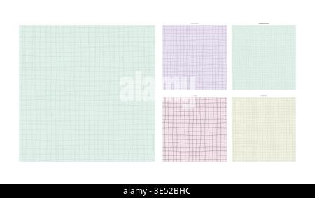 Sheer Organza Hand Drawn Grid Overlay Design in Eucalyptus - Sketched Lattice Tile with Rustic Charm for Skill and Decoration Projects with Stock Vector