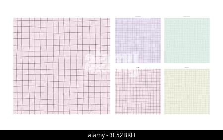 Sheer Organza Hand Drawn Grid Overlay Motif in Rose - Handmade Crosshatch Repeat Suitable for Fabric Wallpaper and Print Media with Handcrafted Stock Vector