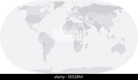 Customizable Wireframe World Map Standard NE2 - Natural Earth 2 Stock Vector