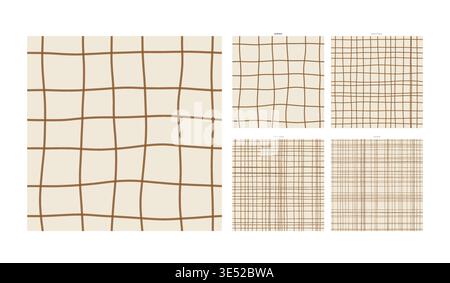 Topographic Contour Hand Drawn Grid Pattern Survey Survey Map - Freehand Stroke Grid Forming Interlocking Repeat for Surface Pattern Design Featuring Stock Vector