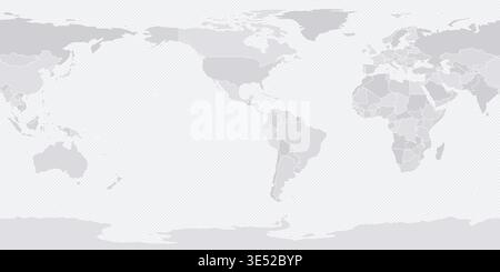 Customizable Wireframe World Map Americas-Centered - Equirectangular Stock Vector