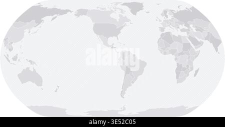 Customizable Wireframe World Map Americas-Centered - Natural Earth Stock Vector