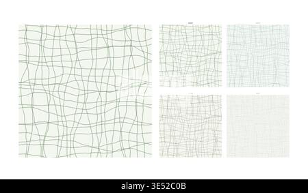 Gossamer Gauze Woven Hand Drawn Grid Texture Sheer Variation - Seamless Tileable Backdrop for Textile Wallpaper Wrapping Paper Design with Stock Vector