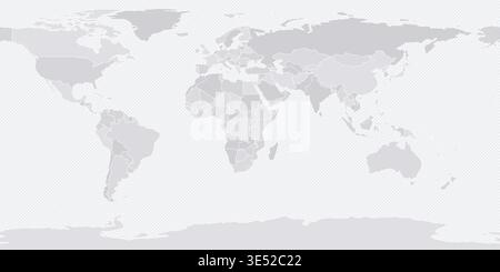 Customizable Wireframe World Map Atlantic-Centered - Equirectangular Stock Vector