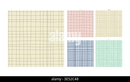 Studio Sketch Hand Drawn Grid Motif on Straw Paper - Manual Crosshatch Repeat Suitable for Fabric Wallpaper and Print Media with Distinctive Artisan Stock Vector