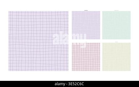 Sheer Organza Hand Drawn Grid Overlay Repeat in Lavender - Repeating Tile Material with Authentic Handmade Irregularity and Warmth with Distinctive Stock Vector