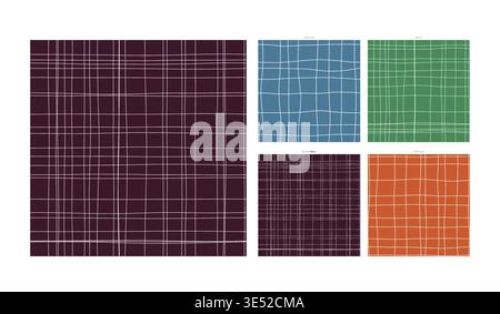 Batik Wax Resist Hand Drawn Grid Design Nightfall Edition - Imperfect Grid Backdrop Suitable for Textile Design and Paper Products Displaying Dense Stock Vector