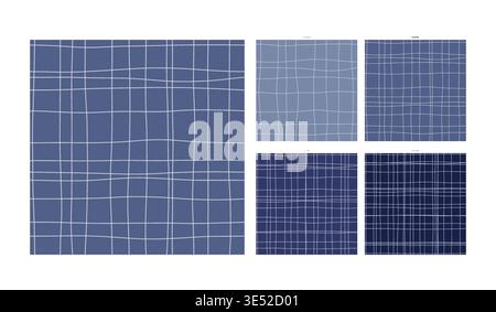 Shibori Indigo Dye Hand Drawn Grid Arrangement Steep Immersion - Seamless Tileable Field for Textile Wallpaper Wrapping Paper Design with Distinctive Stock Vector