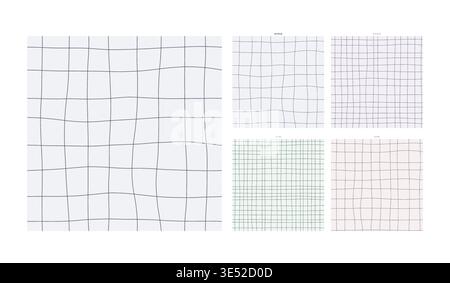 Moire Interference Hand Drawn Grid Repeat Ripple Optical Fabric - Handmade Crosshatch Repeat Suitable for Fabric Wallpaper and Print Media with Stock Vector