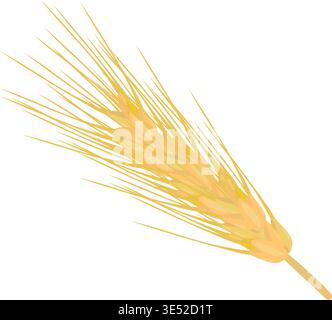 Wheat ear vector isolated on transparent background. Golden barley spikelet in flat style. Organic cereal grain element for bakery logo, farm packagin Stock Vector