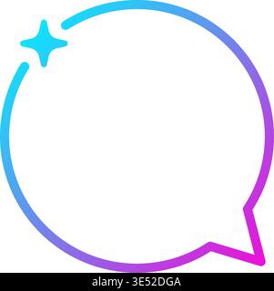 AI gradient rectangle speech bubble. Artificial intelligence neon chat box with star. Tech text frame with blue pink gradient. Neural network bar Stock Vector